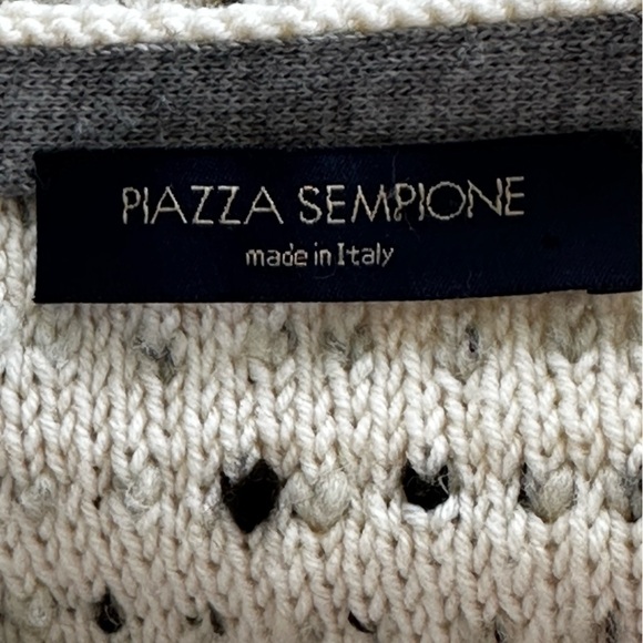 PIAZZA SEMPIONE Cardigan Sweater Lady Jacket Cream & Black Textured Knit Size 42 - Picture 3 of 8